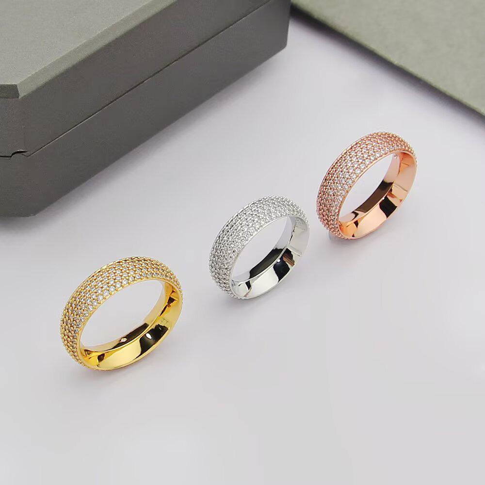 Round Full-diamond Ring, Three-color Precision Craftsmanship Version, Suitable for Gift-giving and Daily Wear, Non-allergenic Material