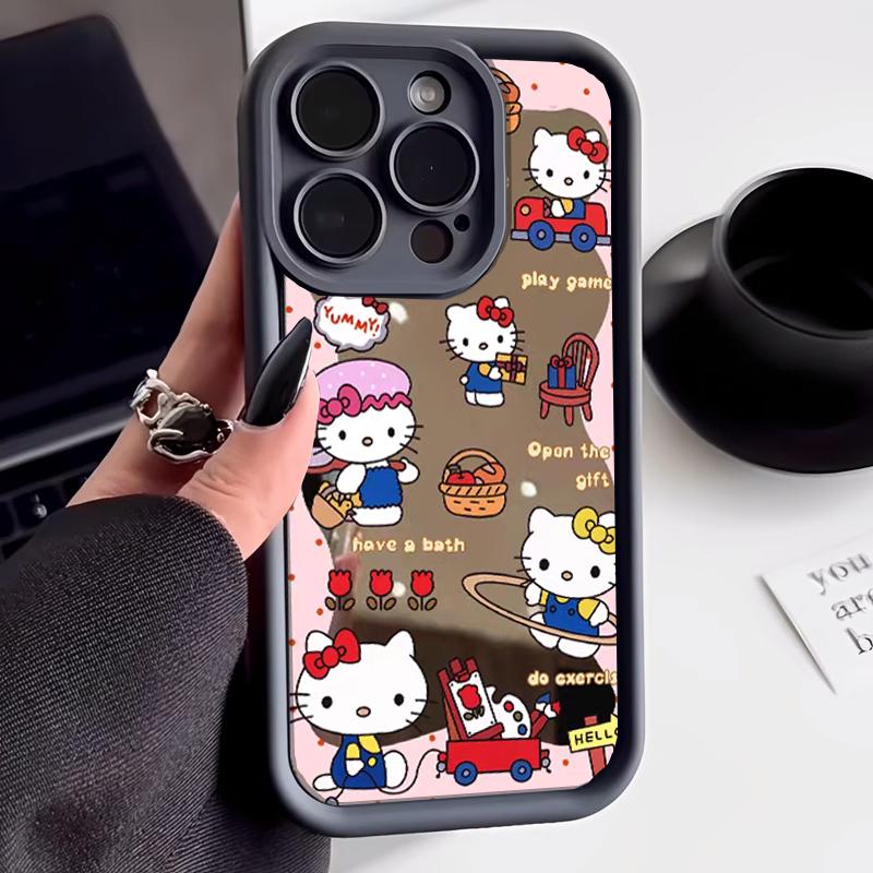 Mirror Cartoon Hello Kitty Bracelet Phone Case For Google Pixel 10A 10 Pro 9A 8A 7A 9 Pro XL 7 8 PRO 7Pro Soft TPU Cute Cover