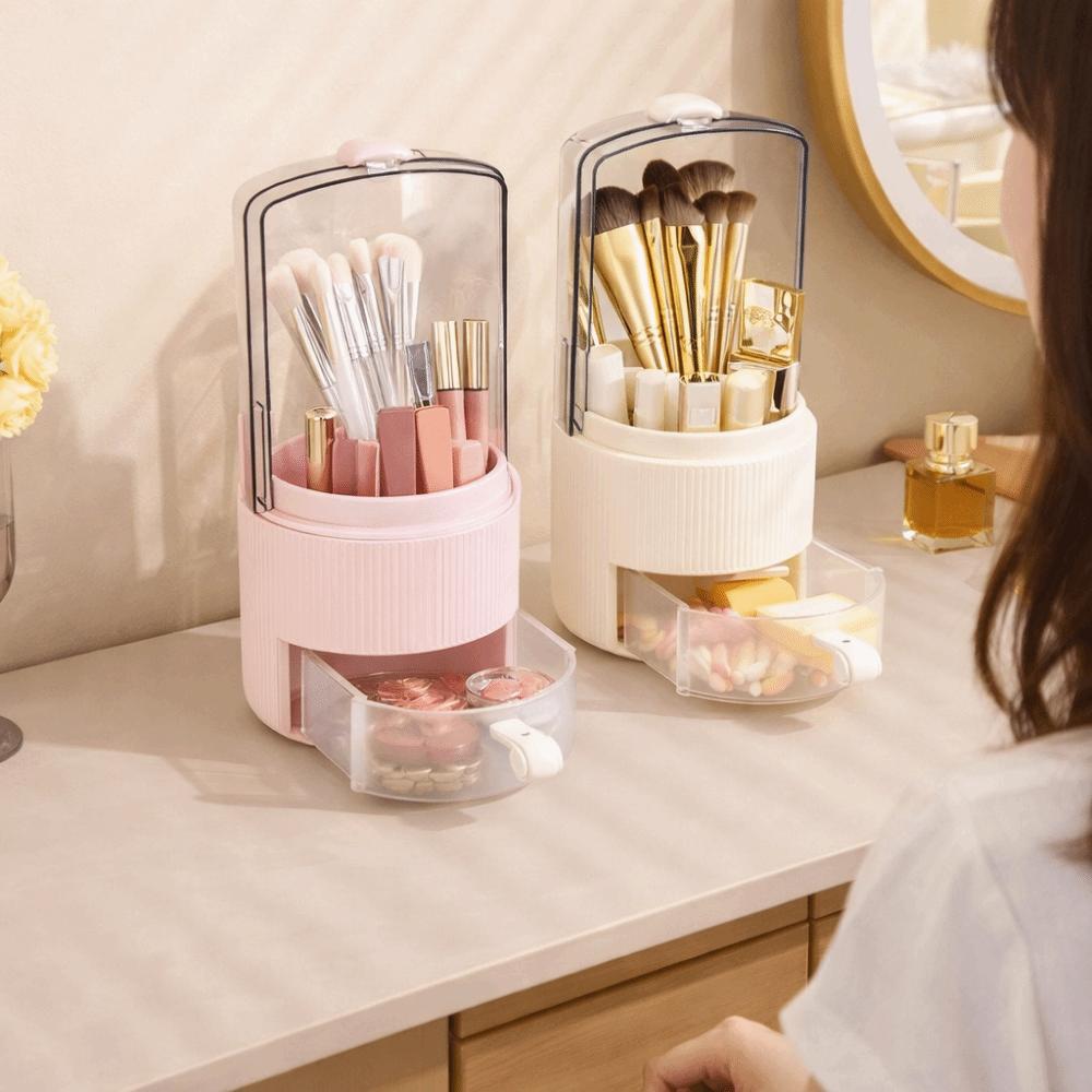Round Makeup Brush Storage Box Large Capacity Lipstick Eyebrow Pencil Holder  Bedroom