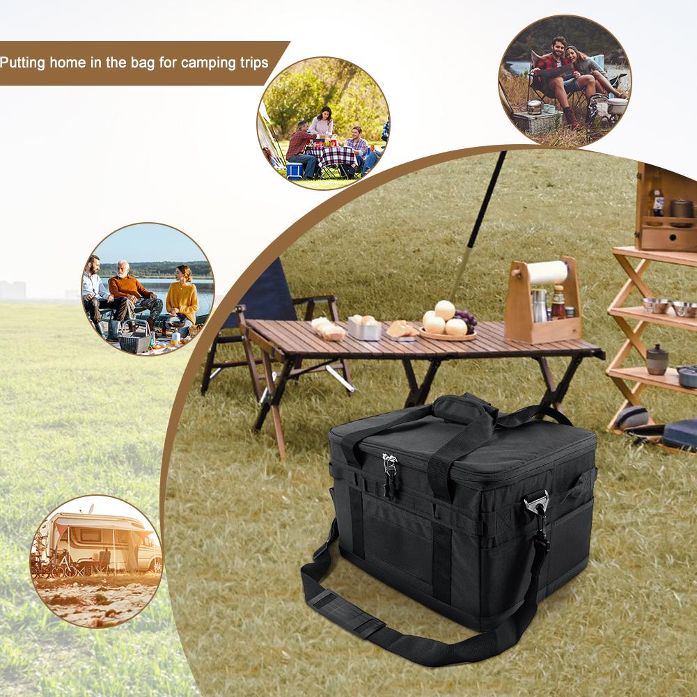 30L Camping Storage Bag Large Capacity Camping Cooking Utensil Organizer Multifunctional Carry Case Folding Storage Box Handbag