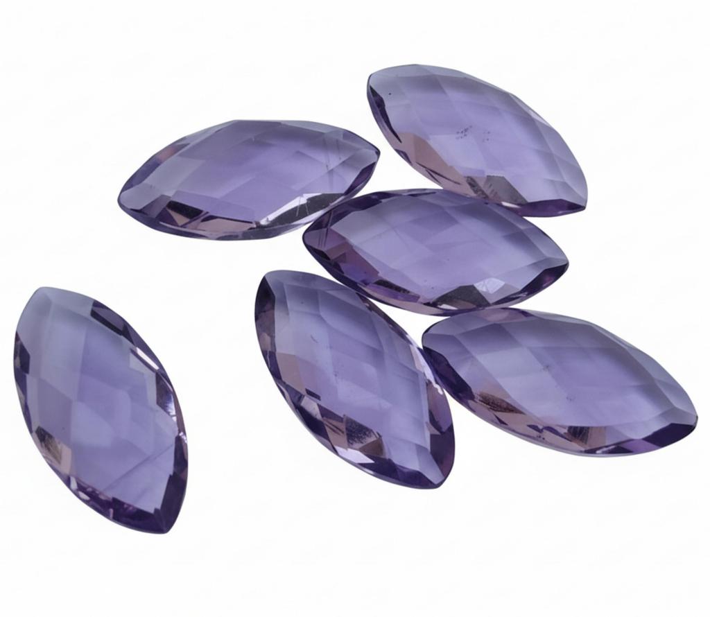 Purple Amethyst Marquise Gemstone: Briolette Checker Cut Cabochons, All Sizes