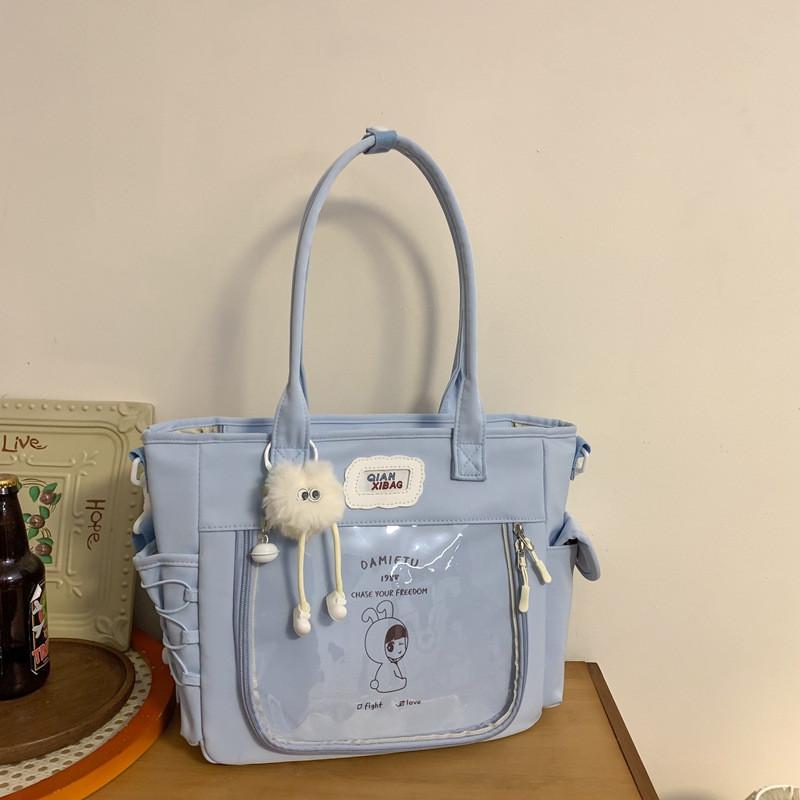 Cute Cartoon Nylon Shoulder Bag Letter Pattern For School Girls