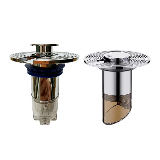 1/2Pcs Floor Drain Core Universal Size Anti-Odor Drain Pipe with Automatic Filter Basket Hair Catcher Extension Pipe Design Automatic Closing Drain