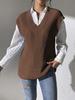 College Women's Vest European and American Women's Clothing Spring and Autumn New V-Neck Simple Vest Machine-woven Sweater Vest M677