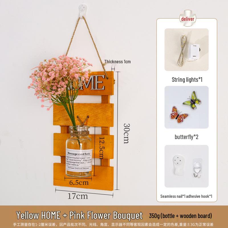 Handcrafted Wooden Wall-Mounted Hydroponic Glass Vase for Bedroom and Living Room Decor