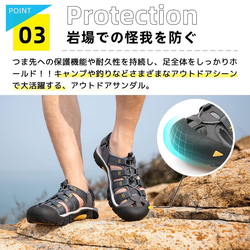 MERPHINE Summer Sports Sneaker Sandals with Toe Protection for and Outdoor Size Men's Sandals, Sandals, Walking, Fishing, Activities, Trekking, Gray,