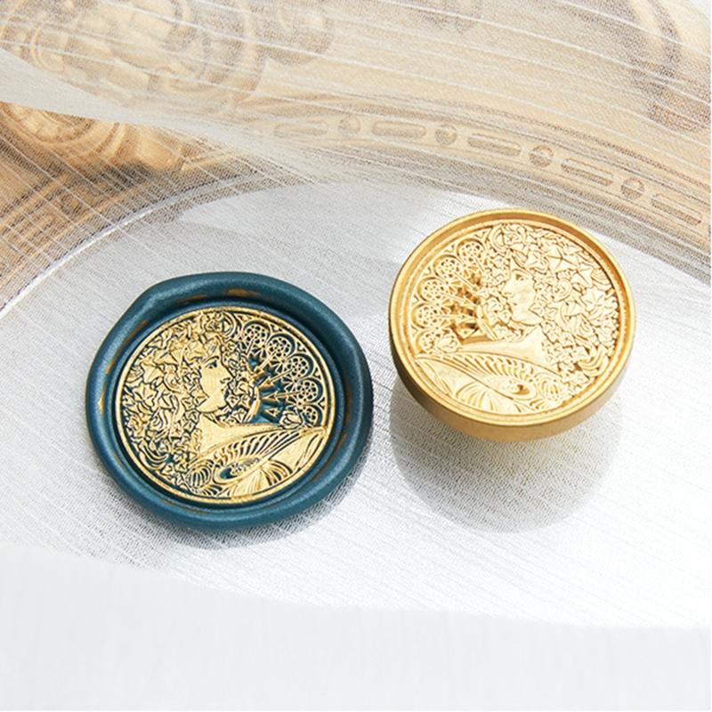 30mm Round Seal Stamp Head Antique Metal Seal Stamp Head for Seal Letter Envelope Card Scrapbooking Craft Embellishment