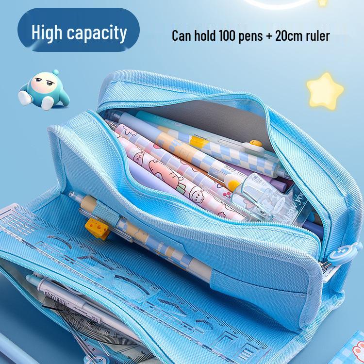 Egg Party Multi-layer Pencil Case - Dora Style Large Capacity Stationery Bag for Boys