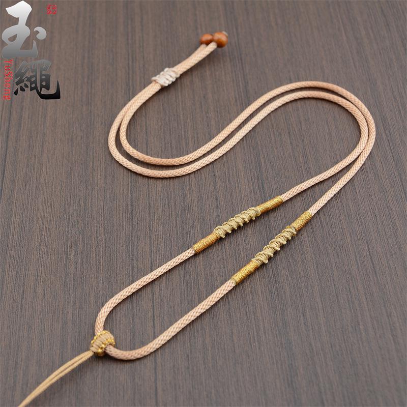 Hand-woven Adjustable Gold Jade Pendant Rope for Men and Women