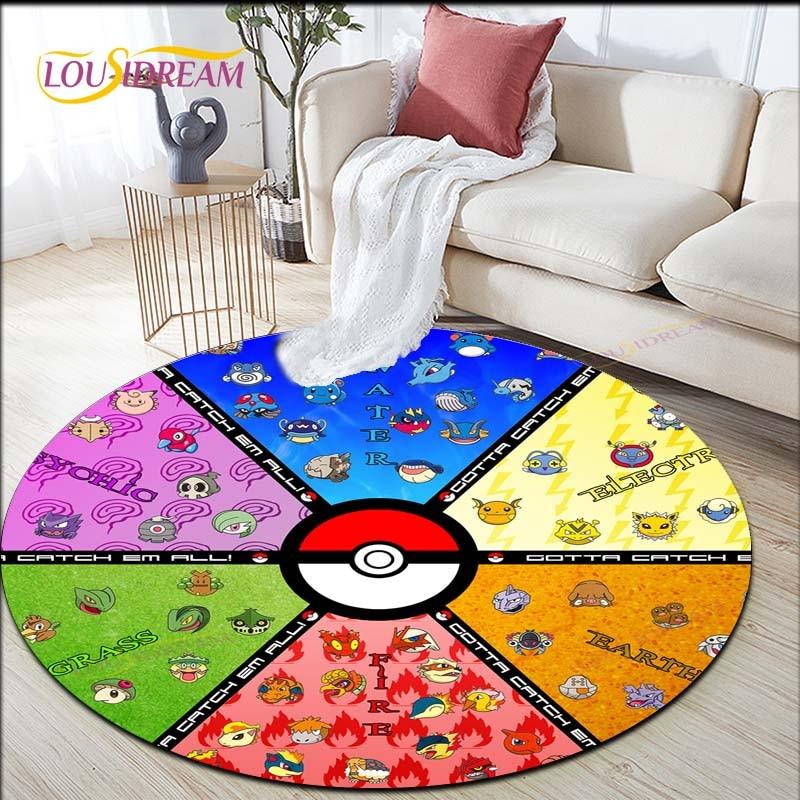 Çizgi Film Pokemon Pikachu Yuvarlak Halı Oturma Odası Halıları Alan Halısı Giriş Matı Yatak Odası Halı Paspası Çocuklar İçin Oturma Odası Halıları
