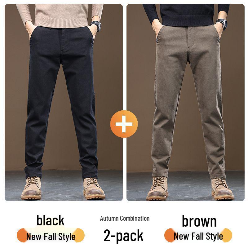 Romon 2025 Men's Casual Loose Straight-Leg Pants - Versatile Stretch for Spring/Autumn/Winter