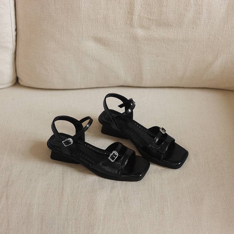 

Krazing Pot Microfiber Med Heels Office Lady European Design Buckle Straps Metal Buckle Summer Size 43 Size 42 Women Sandals 43 чорний