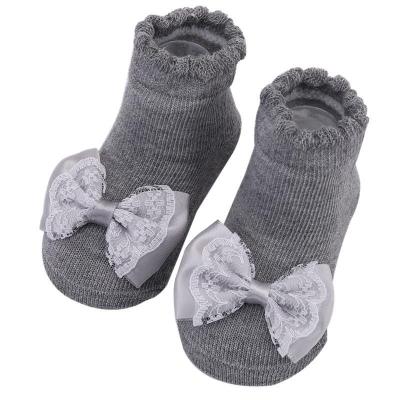 Cartoon Stripe Mesh Bow Baby Socks - Cute European & American Style