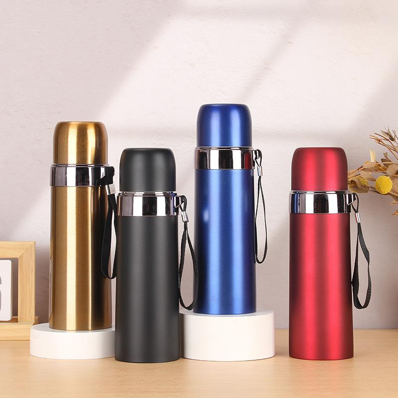 Simple Bullet Stainless Steel Lifting Rope Thermos Cup Large Capacity Vacuum Straight Cup Outdoor Portable Sports Water Cup