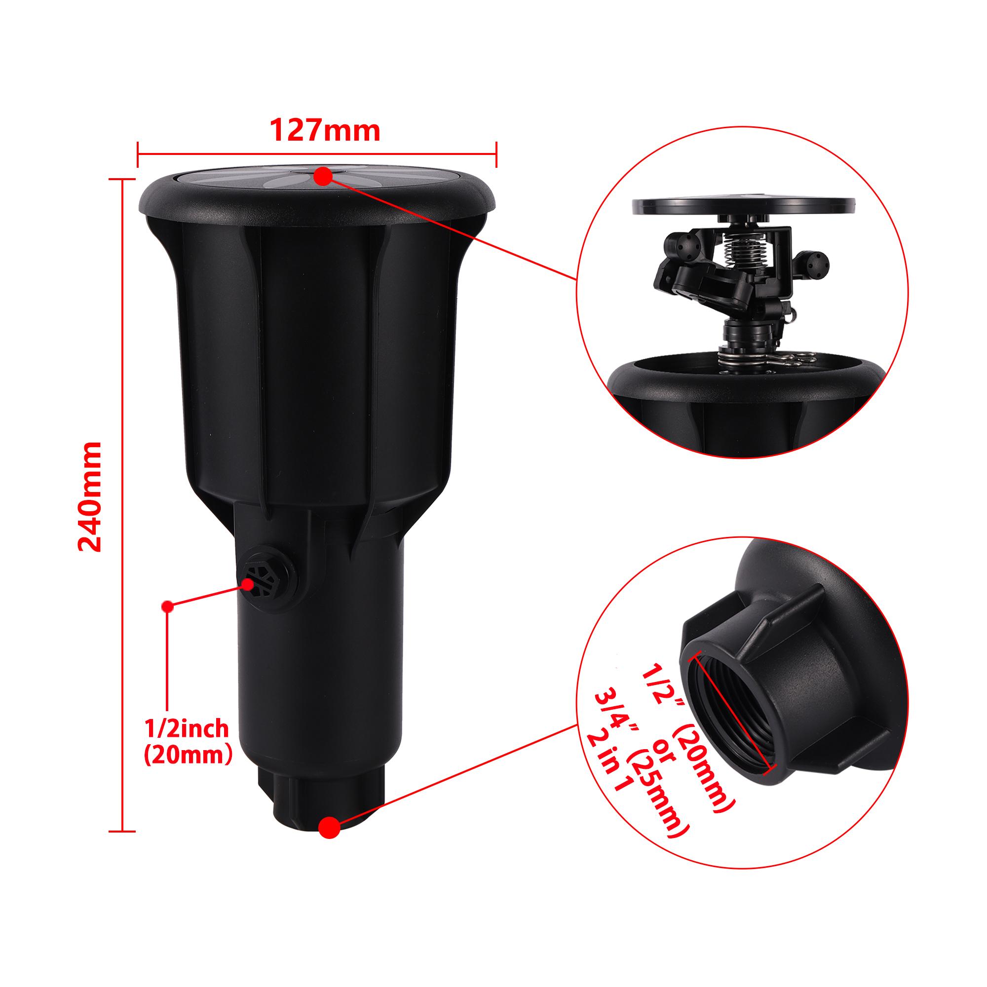 1/2  3/4  Pulse Pop-Up Impact Sprinkler Head Adjustable Rocker Rotary Buried Sprinkler Flat Farmland Automatic Irrigation