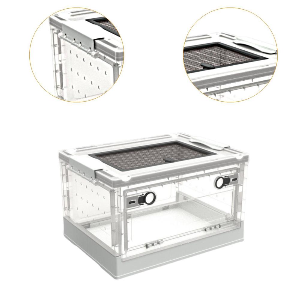 Transparent Foldable Reptile Terrarium Ventilated Box Multipurpose 360 Degree Viewing Portable Mesh Top Panel Breeding Tank