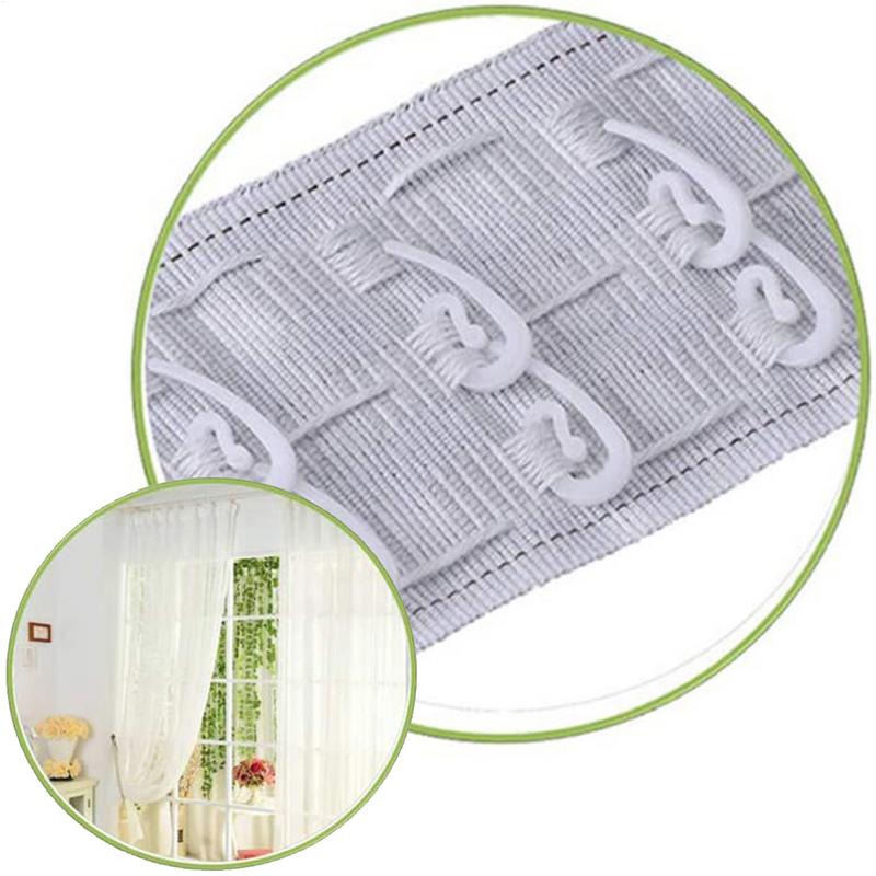 100pcs/Set Curtain Hanging Hooks Ring Window Curtain Hanger Hooks White Plastic Curtain Hook For Home Office Curtain Accessories