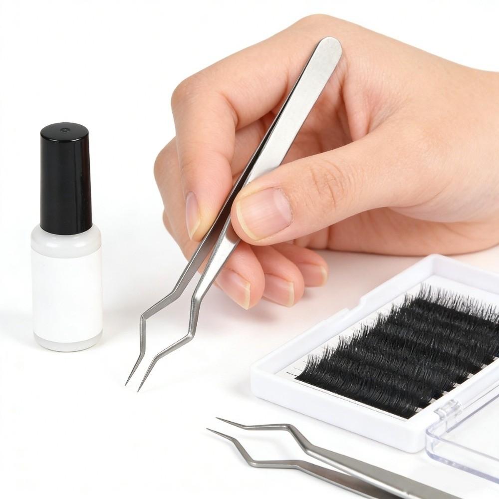 Non Slip Lash Separation Tools Long Handle False Eyelash Clip Lash Grafting Tweezers Beauty Salon