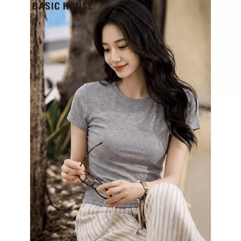 Basic House Women s Crew Neck Short Sleeve T-Shirt S