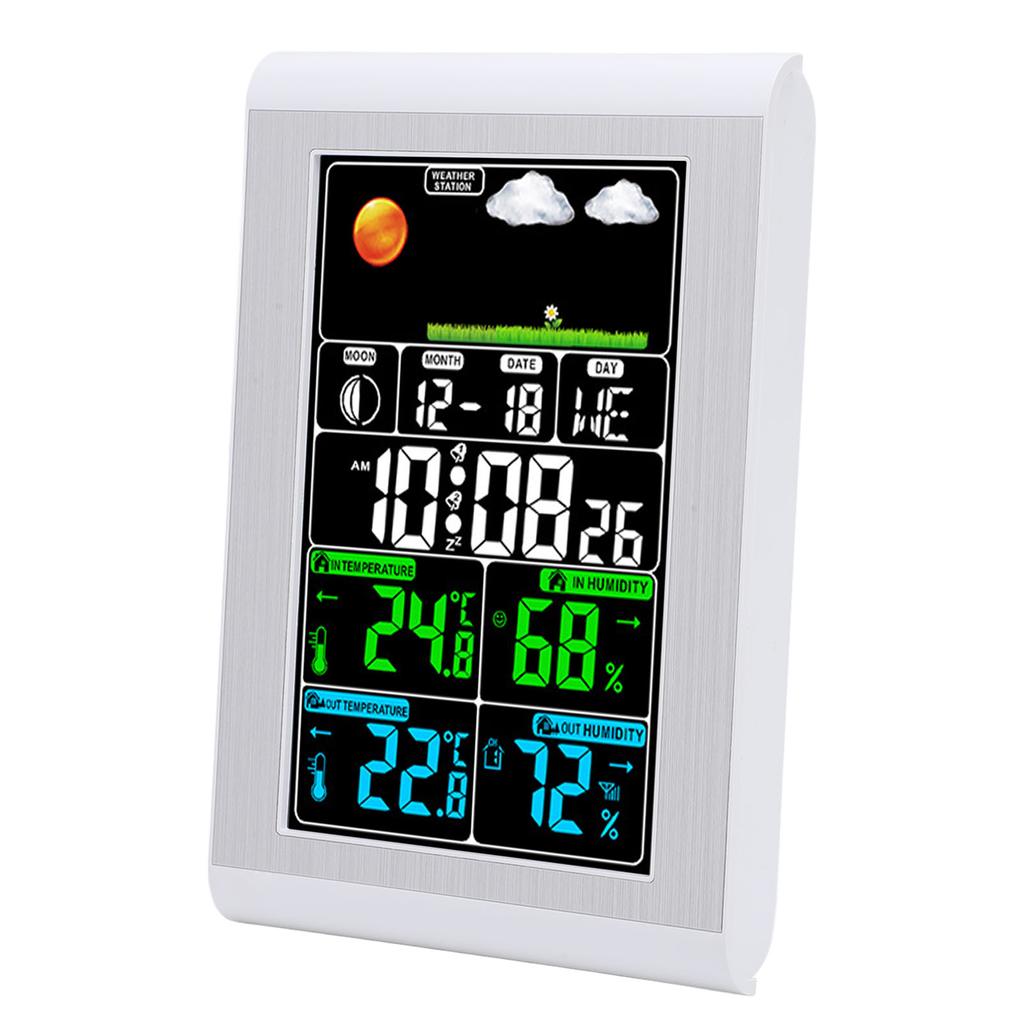 Weather Clock Wall Digital Display Garden Monitoring Indoor Outdoor Temperature Humidity Meter