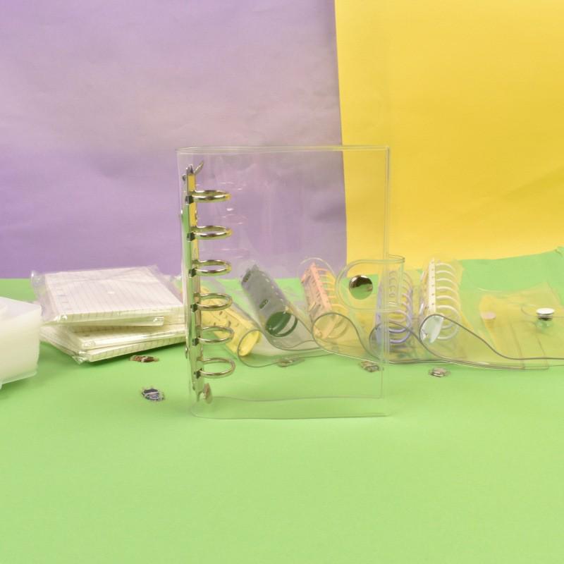 Transparent PVC A5 Planner Cover with Refillable Binder & Zipper Bag