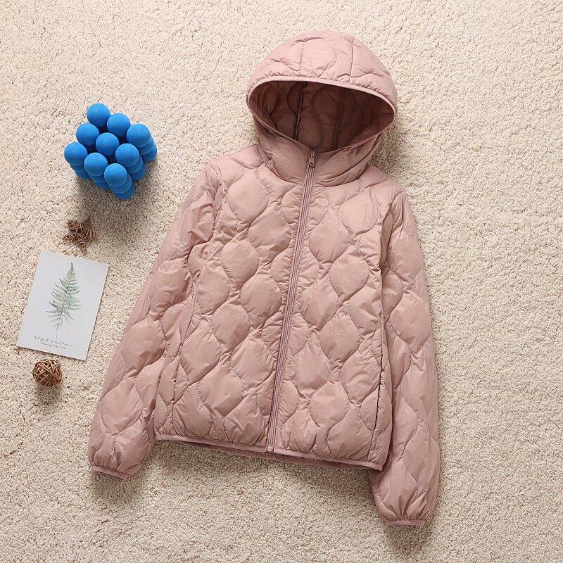 New Autumn and Winter Light Down Jacket Women's Short Hooded V-neck Loose Warm Jacket Type Light