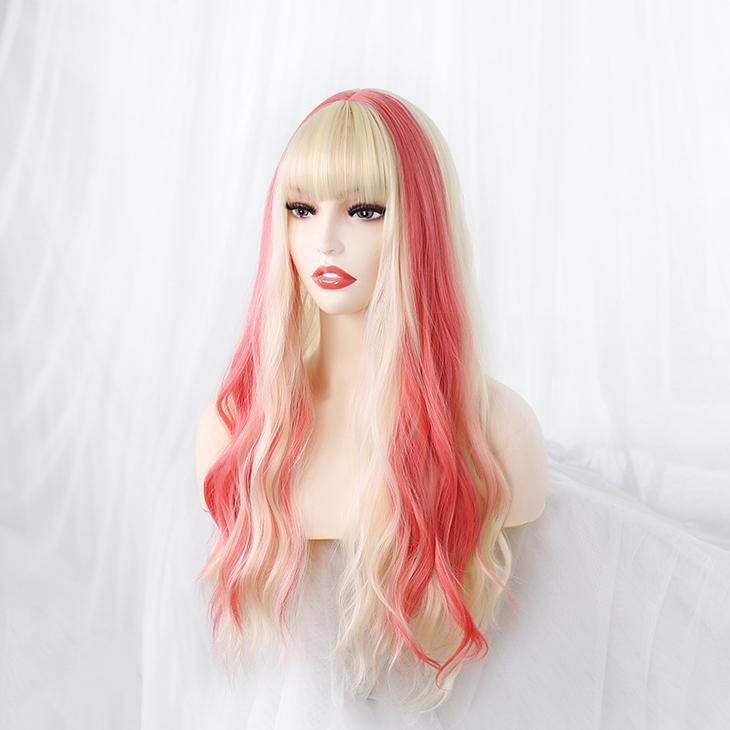 

Bybrana Женские длинные волосы без челки, большие волны и блестящие синтетические волосы, ежедневная одежда косплей 65cm