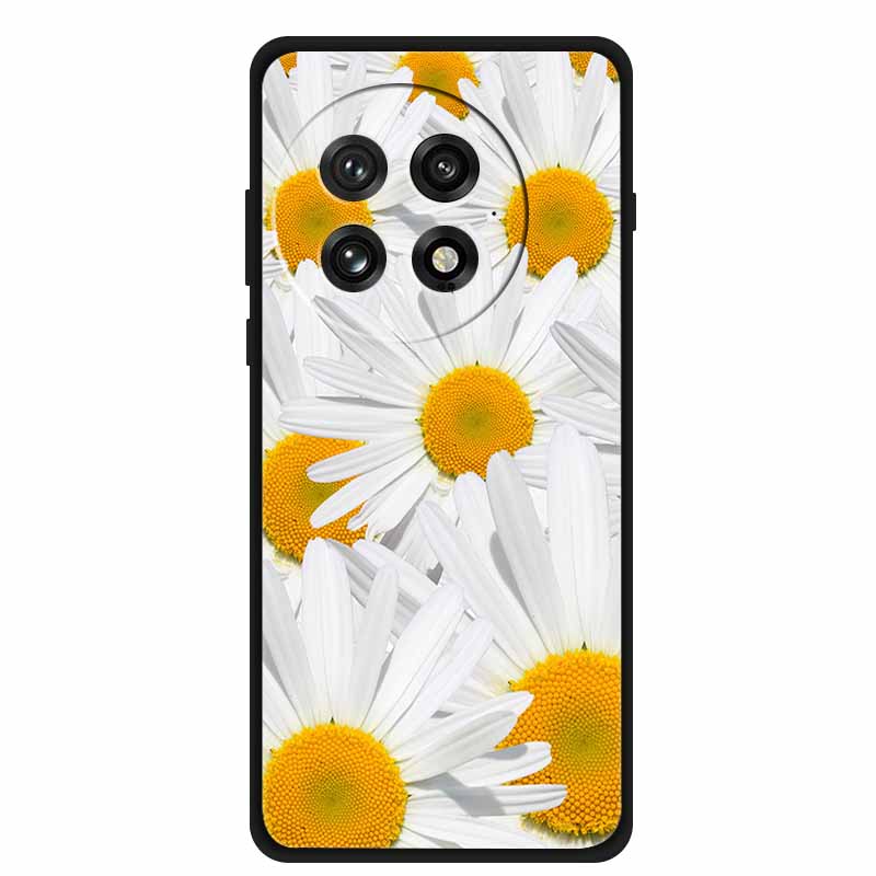 Funda For OnePlus13 5G Case OnePlus 13R Black Silicone Soft Flower Fashion TPU Back Cover For OnePlus13 13R Case Protective Capa