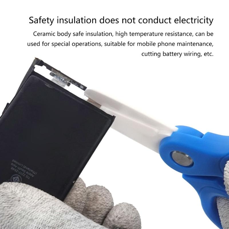 Home Office Wire Mini Insulated Ceramic Scissor Non-conductive Sharp Cutting Battery Cable Mobile Phone Maintenance Tool