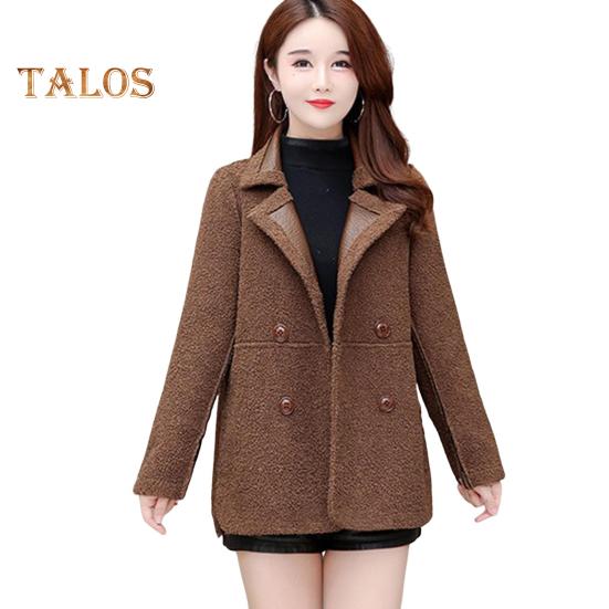 

Осенне-зимняя женская куртка из утолщенного флиса из искусственной кожи в стиле пэчворк, двусторонняя, двусторонняя, средней длины, карманы больших размеров, двубортный воротник-стойка XXL коричневый