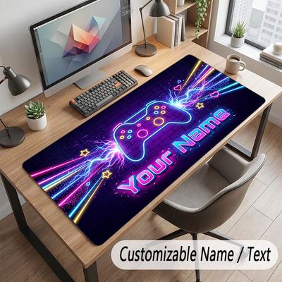 Neon Colorful Theme Customized Mouse Pad Personalized Print Name Text Desk Mat For Home Office Table Decor