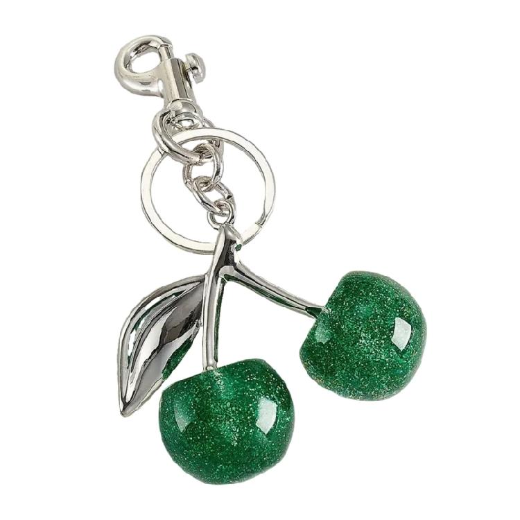 

Stylish Resin Alloy Cherry Keychain Handmade Fruit Pendant Unique Bag Decoration Multifunctional Backpack Accessory зелёный