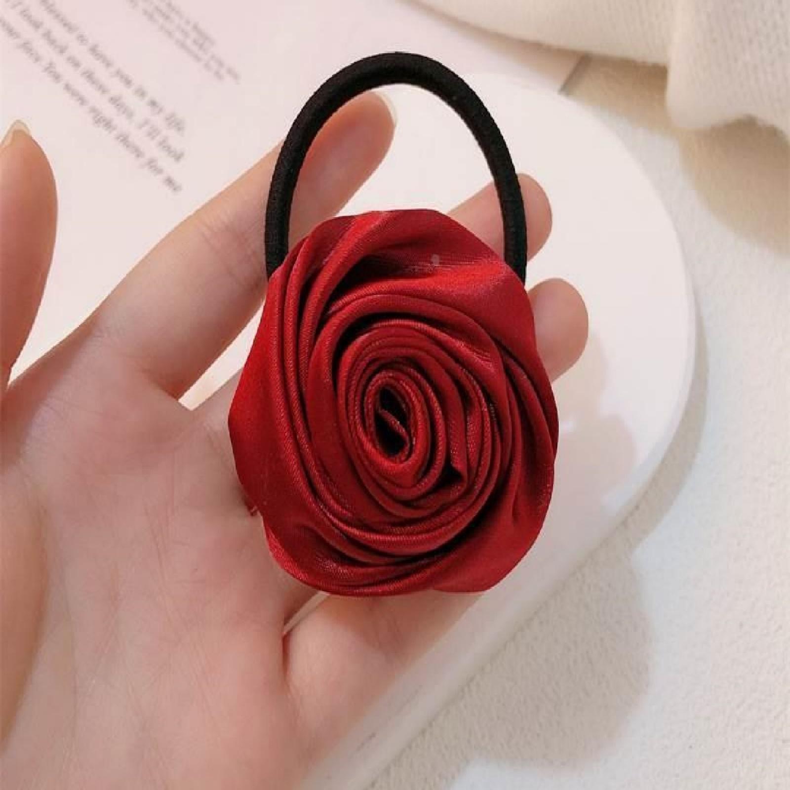 

1 шт. Сатин, Роза, Повязка для волос, Резинка для хвоста, Темпераментная, Милая, Личность, Винтаж, Премиум, Кожаная повязка, Резинка для волос, Волосы