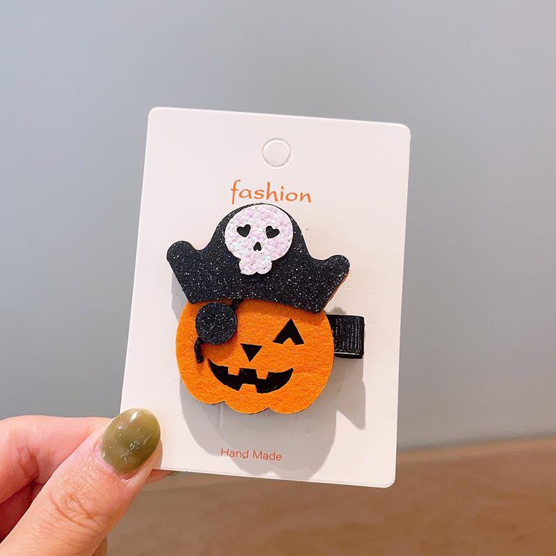 Handmade Halloween Hair Clips for Kids: Pumpkin, Ghost, Black Bat Bow, Party Accessories
