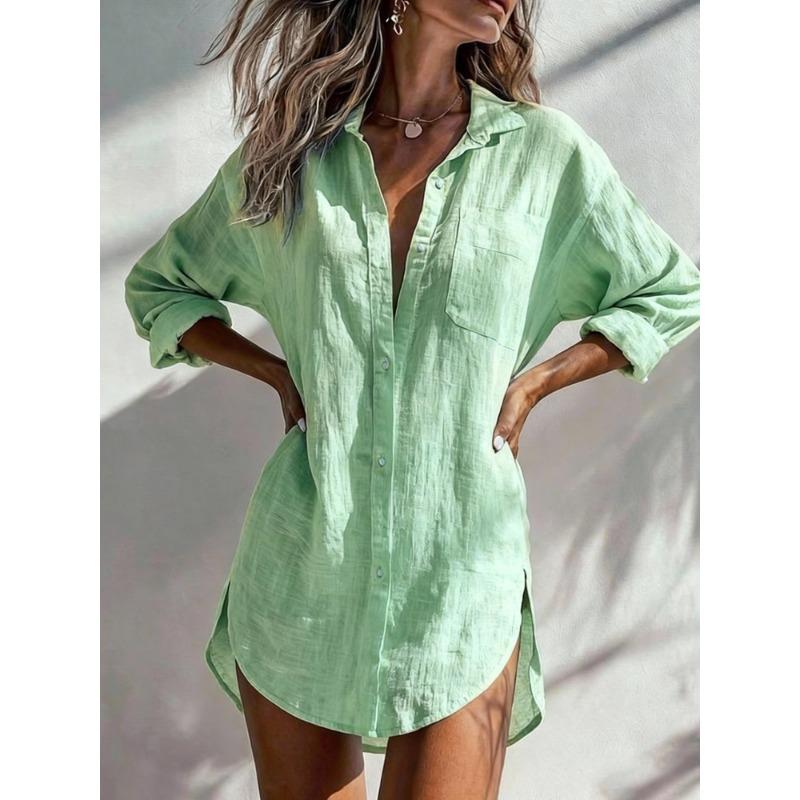 Camicia Bianca Oversize con Bottoni Copricostume da Spiaggia da Donna