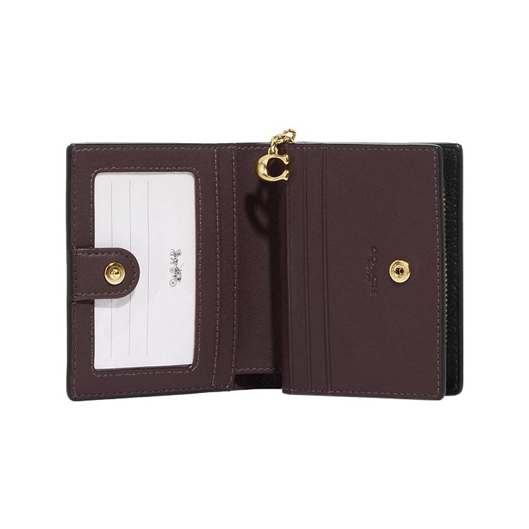 New COACH Snap Wallet Crocodile Embossed Leather With Smooth Leather Card Holder, Wallet Women's Black C6092-IMBLK