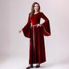 Medieval Renaissance Costumes Women's Long Retro Palace Long Skirt Flared Sleeve Dress Halloween