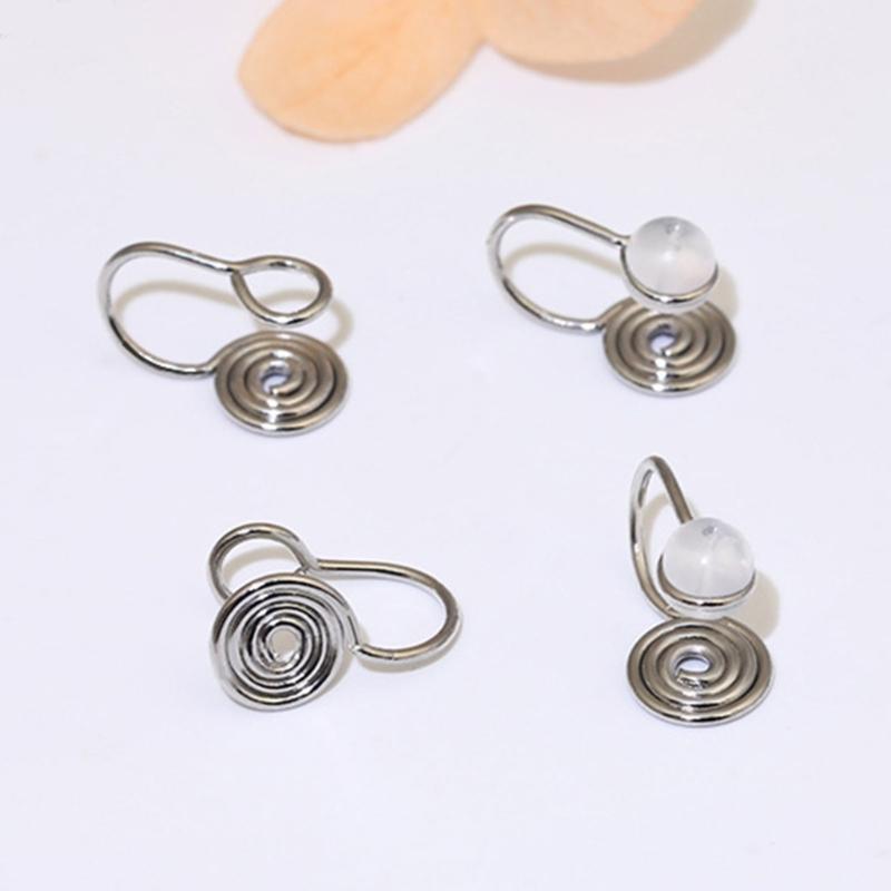 10 Pairs Hypoallergenic Clip-on Earrings Converter Round Flat Back Coil Earring Clip Converter for None Pierced Ears