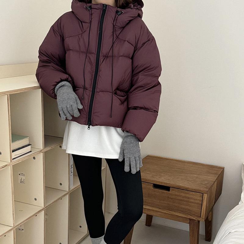 Gall-free direct charging high-quality 90 white duck down jacket women's short 2024 new thickened puff-feeling hooded bread jacket