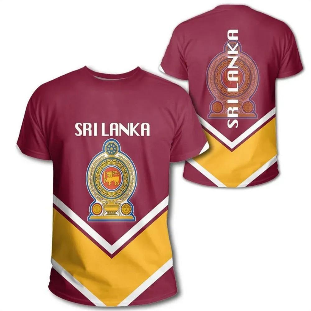 Sri Lanka Patriotic Polo Shirt, Lion Graphic Design, Casual Short Sleeve Top