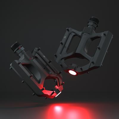 1 Pair Mountain Bike Pedals Aluminum Alloy Bike Pedals with Lights Anti Slip DU Bearing Wide Flat