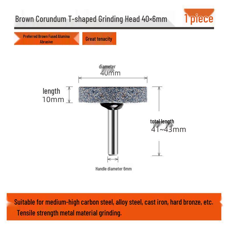 Electric Drill Grinder Head - Brown Corundum Cylindrical/Conical 6mm Polishing Tool.
