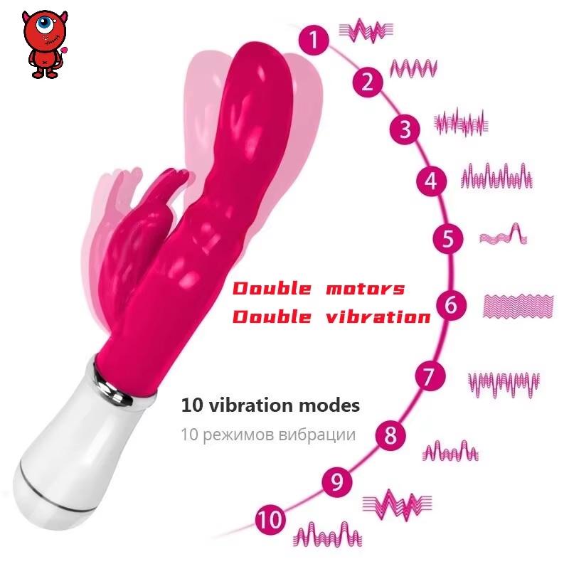 Rabbits Vibrators Vagina Clitoris Stimulator Double Head G-Spot Massager Silent Adult Plug Anal Sex Toy for Masturbator Shop