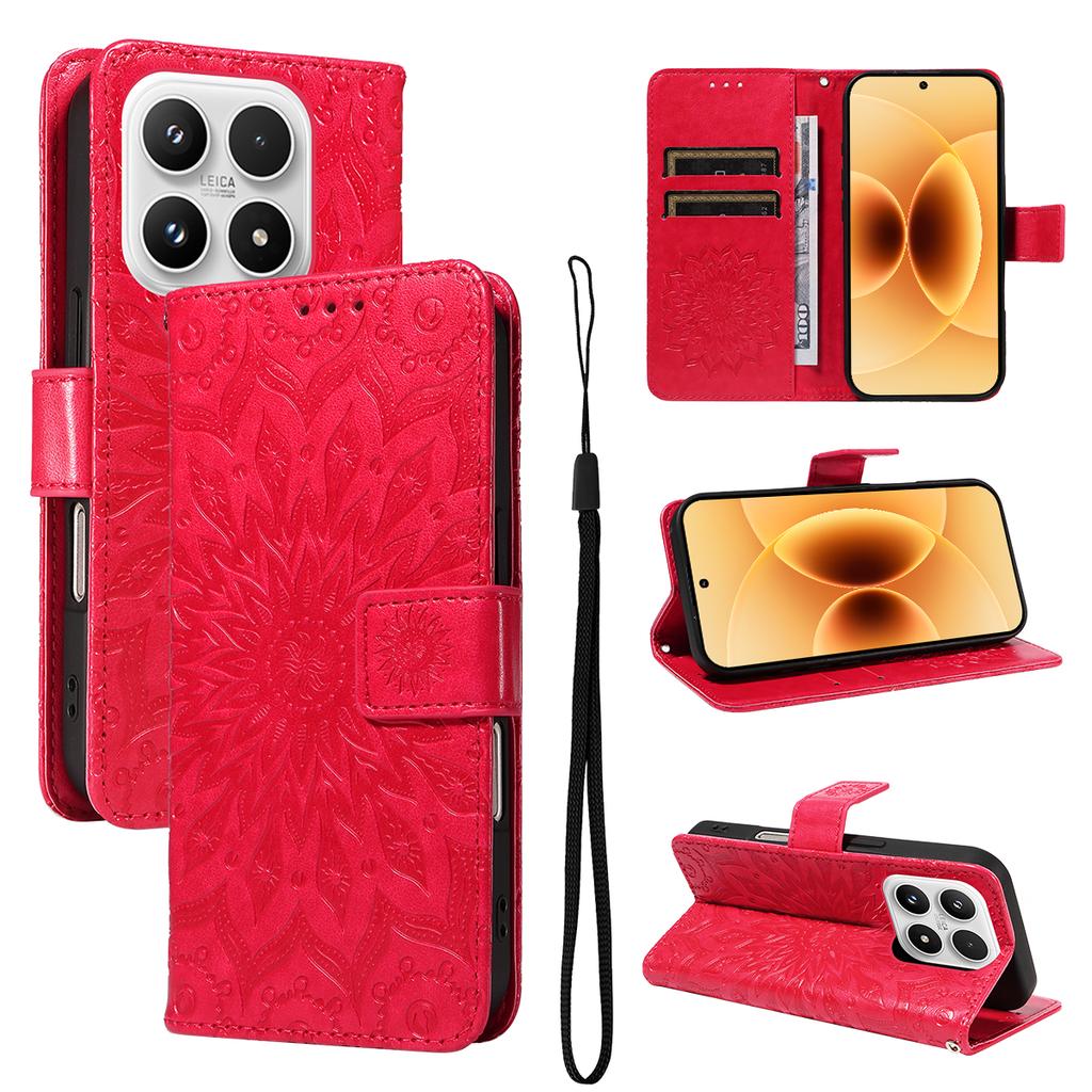 For Xiaomi 17 Leather Wallet Case Sunflower Imprinted Phone Cover