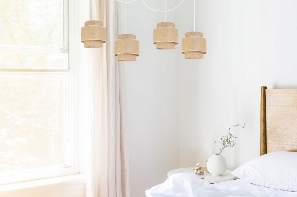 Hanging Lamp, Ceiling Chandelier, Lampshade, Boho Juta