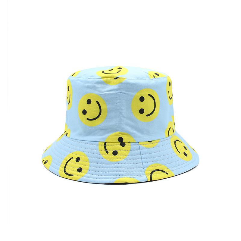 Smiley Face Double-Sided Wearing Bucket Hat Men And Women Street Trend Basin Hat Travel Sunscreen Couple Hat Tide