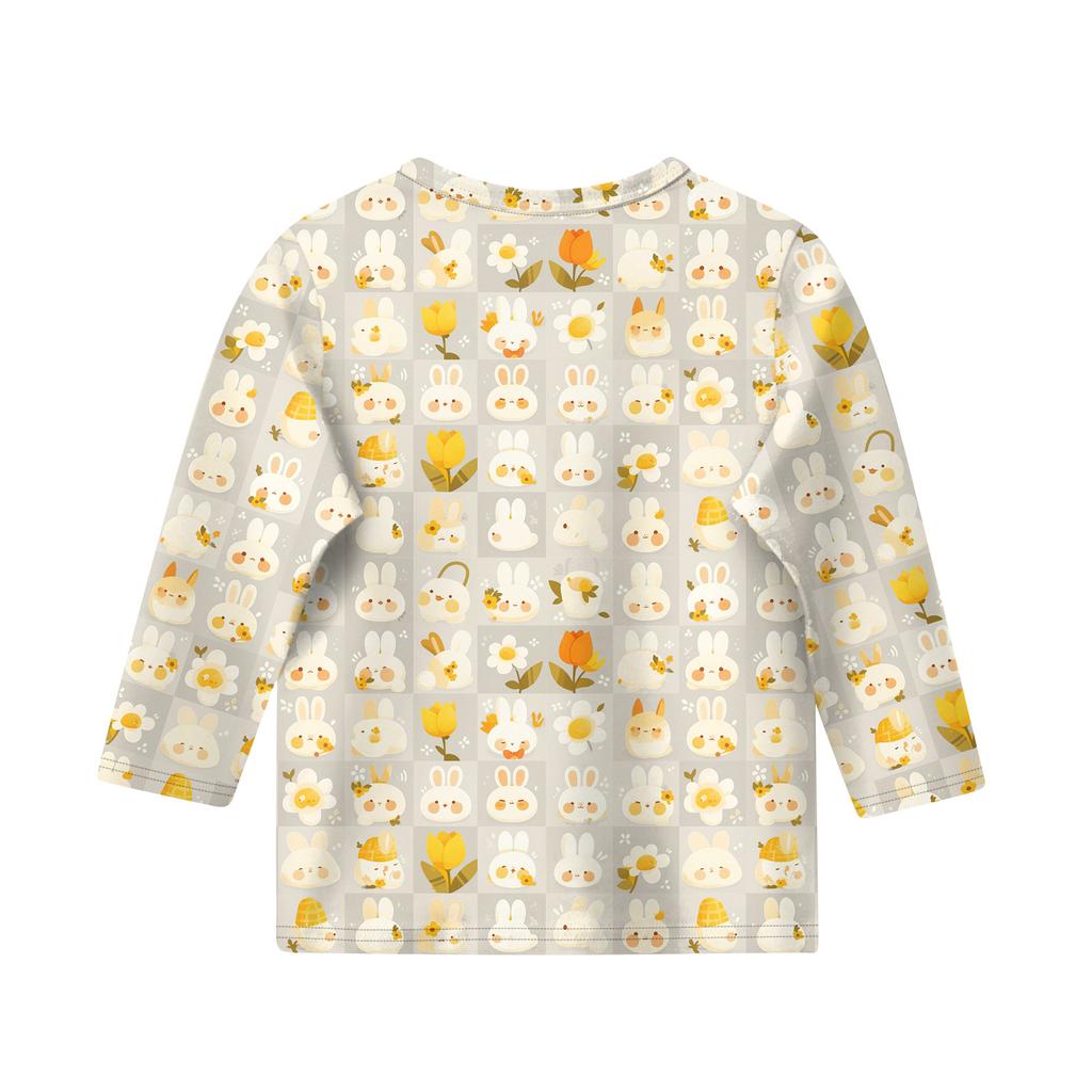 Print Tops For Youth Girls Round Neck 3/4 Sleeves T-Shirts Trendy Tops Outfit Tees