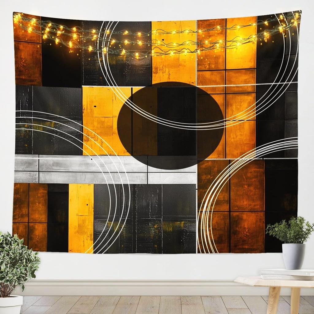 Purple Black White Tapestry Size Kids Abstract Geometric Wall Art for Boys Girls Teens Modern Minimalist Wall Hanging Blanket