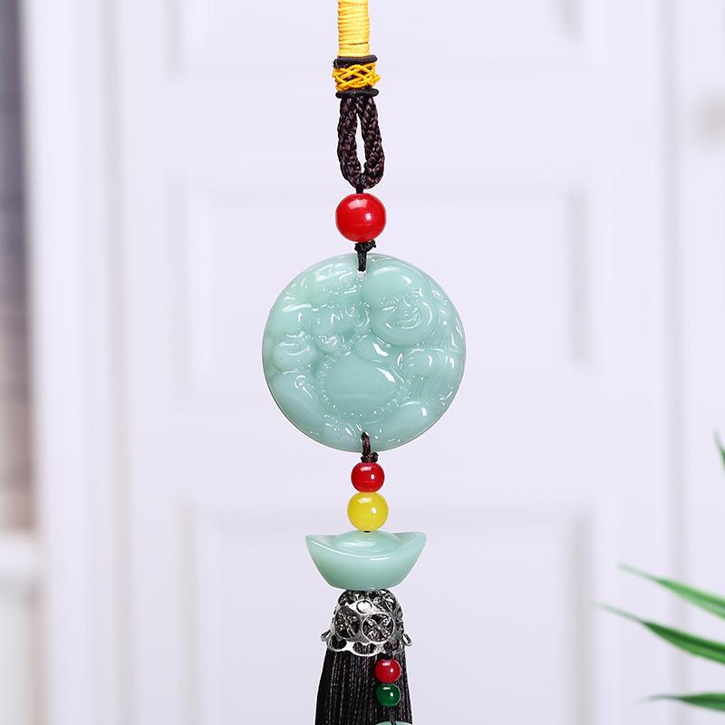 1 Stück Rein und Raus Ping An Runder Buddha Anhänger Pixiu Autoanhänger Ping An Zeichen Autodekoration