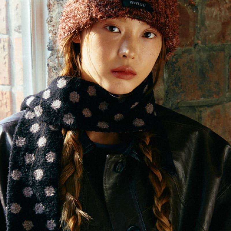 

KOOKEESEE Hairy Knit Beanie Hat (Brown) brown